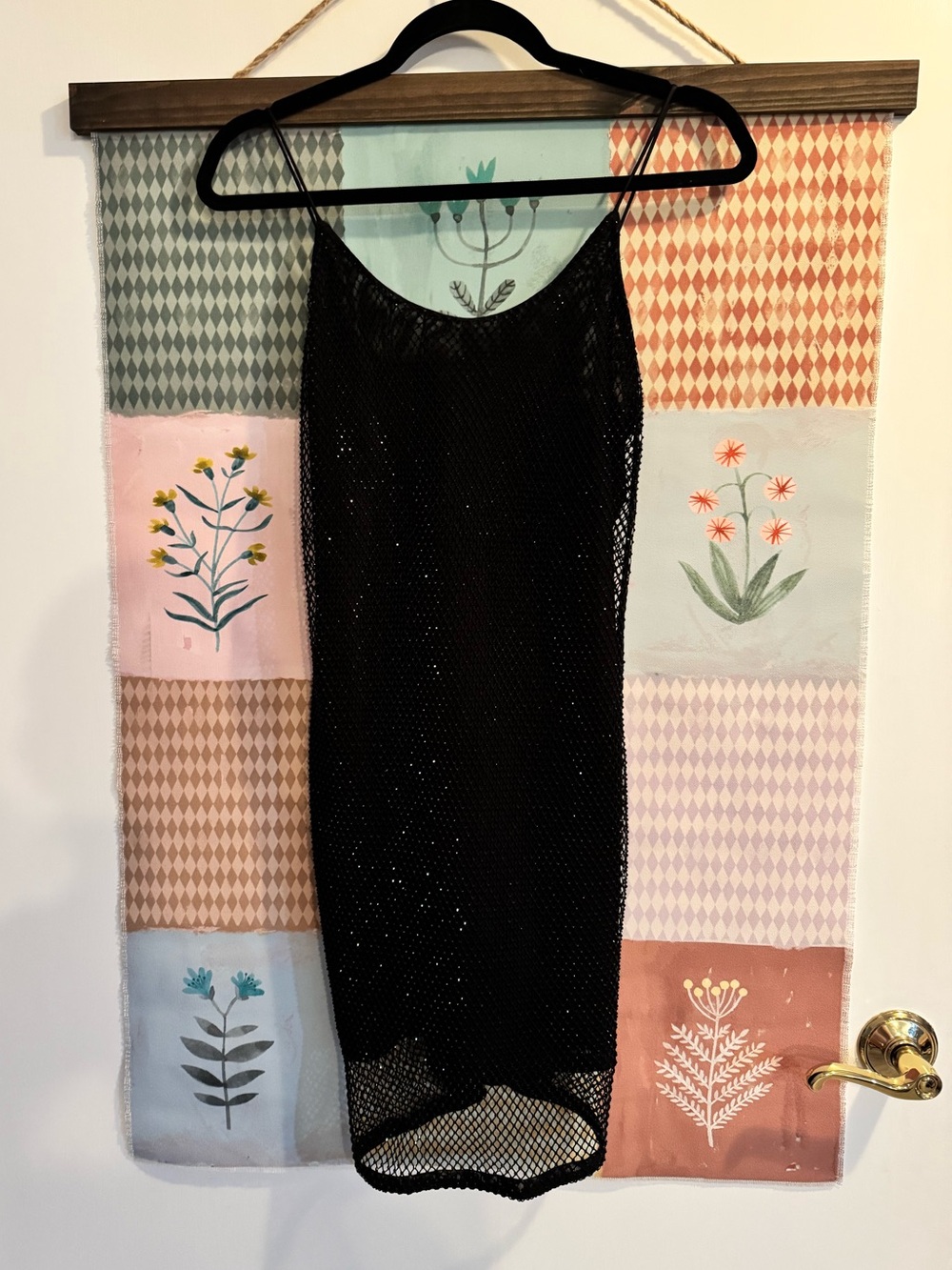 Alice + Olivia Black Sequin Mesh Slip Dress